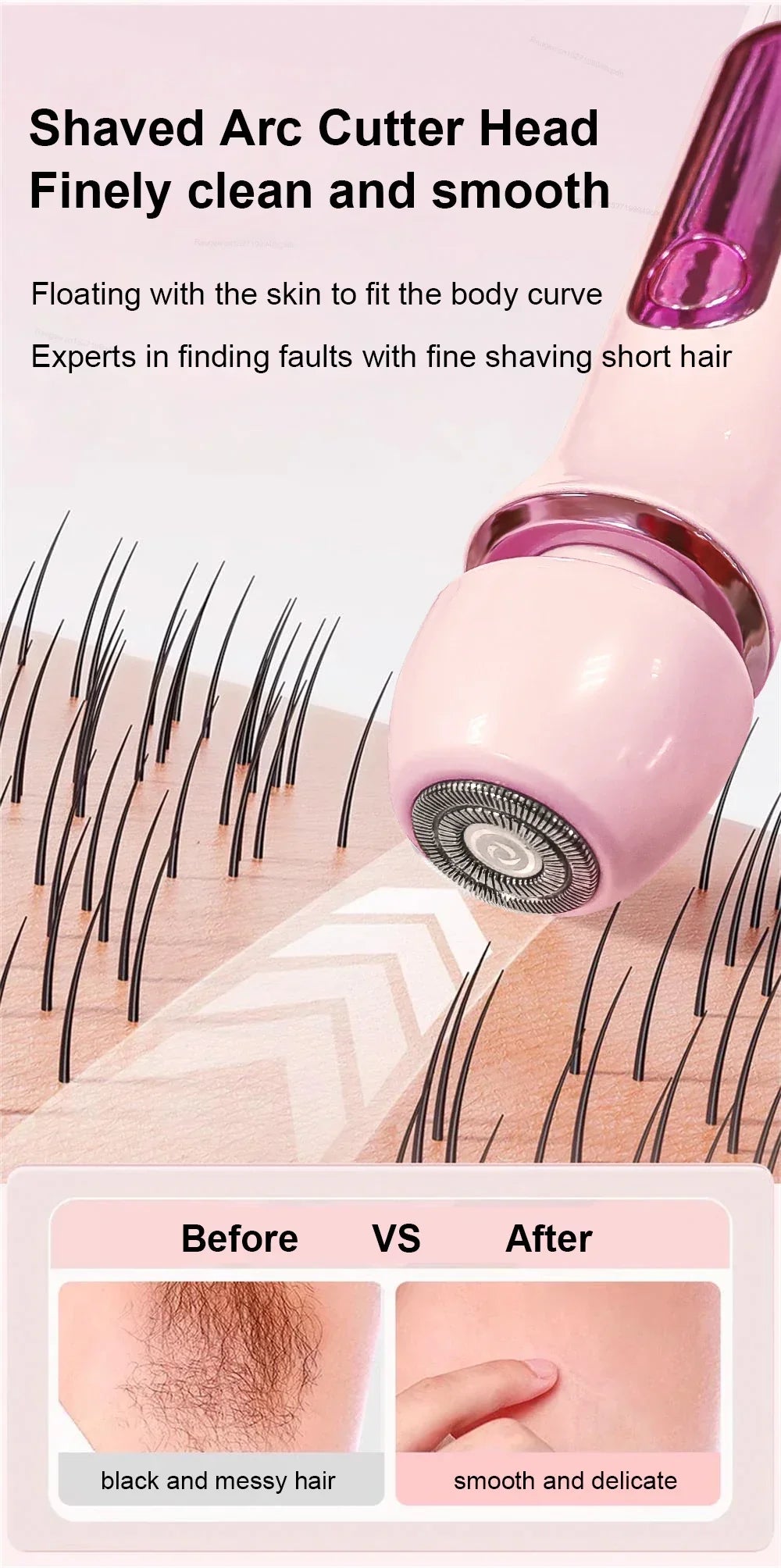 2 in 1 Electric Women Shaver For Bikini Body Leg Armpit Hair Trimmer Dual-Head Ladies Face Mustache Razor Painless Hair Remover