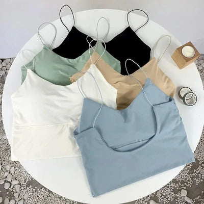 Women Summer Vest Tops Sleeveless Cotton Bustier with Pads