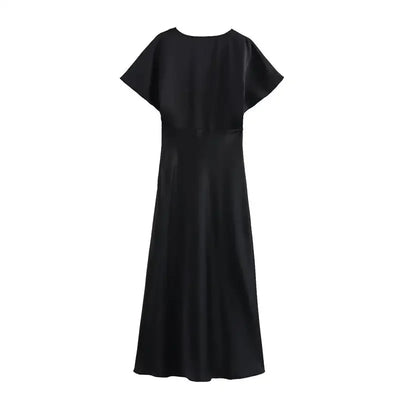 Women's 2025 New Dresses Summer Elegant Fashion Slim V-neck Street Holiday Long Dress Young Women Chic Comfortable Dress