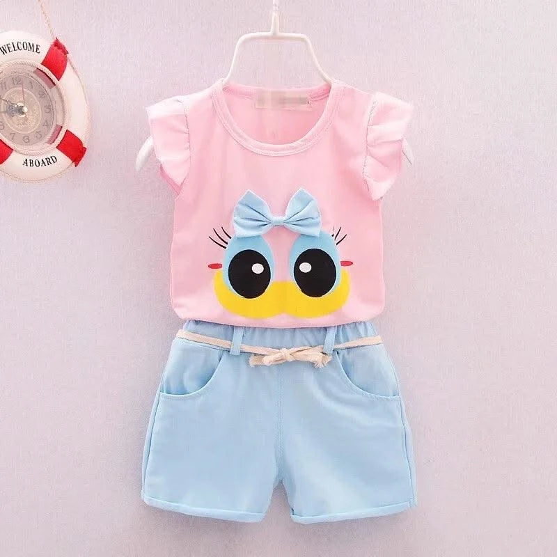 Children's Girls Clothes Summer New Baby Girl 1 2 3 4 Year Fashion Cute Vest Shorts 2Pcs/Sets Infant Outfits Kids Tracksuits