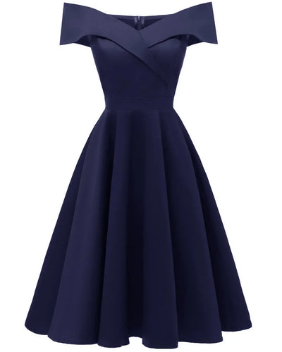 2024 New Vintage Women Summer Dresses Off Shoulder V-Neck Retro 50s 60s Elegant Dress Sexy Rockabilly Party Dress Midi Vestidos