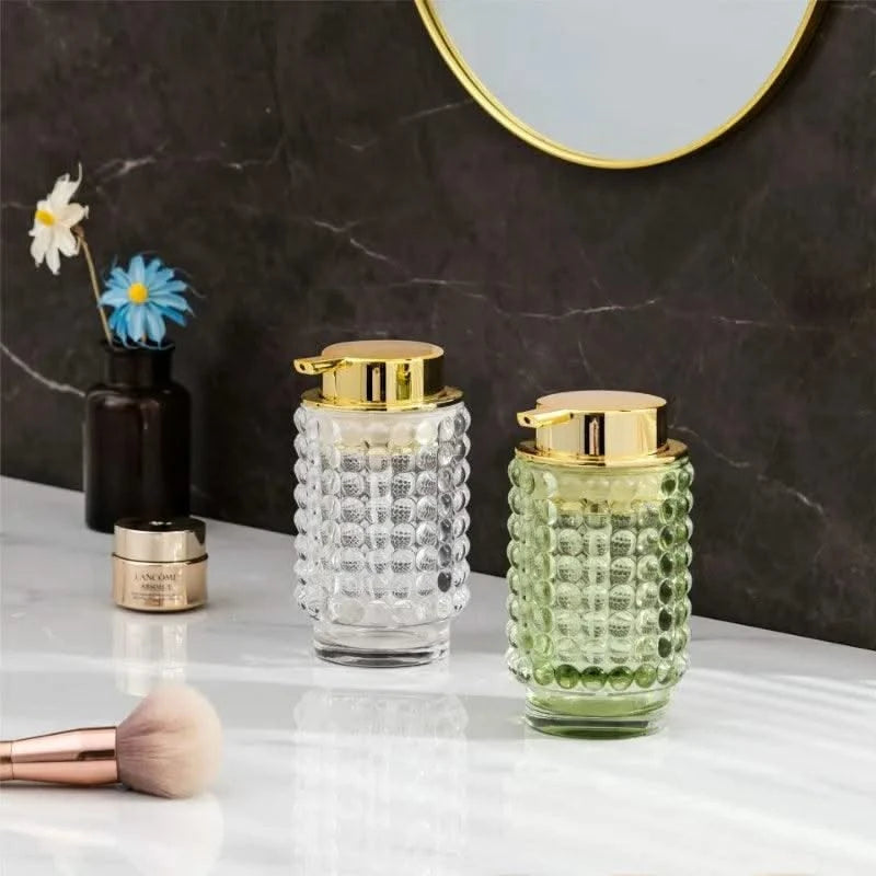Luxury Glass Emulsion Hand Sanitizer Bottle Press Soap Bottle Shampoo Shower Gel Bottled Home Bathroom Decoration Accessories