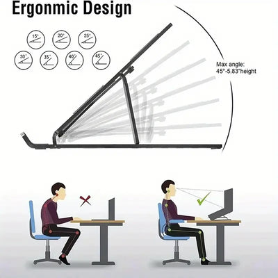 Adjustable Laptop Stand - Folding, Lifting, And Cooling Functions, Seven Non-Slip Lift Positions For Easy Desk Organization,