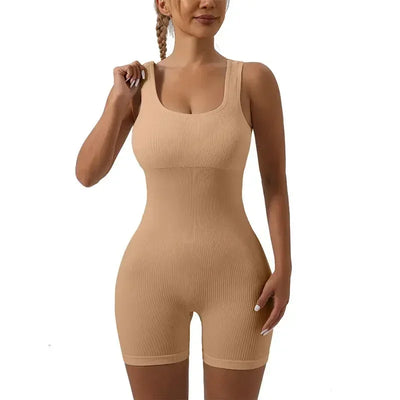 Women's Sleeveless Jumpsuit  Abdomen and Hips Women's Solid Color Sexy Tight-fitting Sports Yoga Jumpsuit  Fitness Clothes