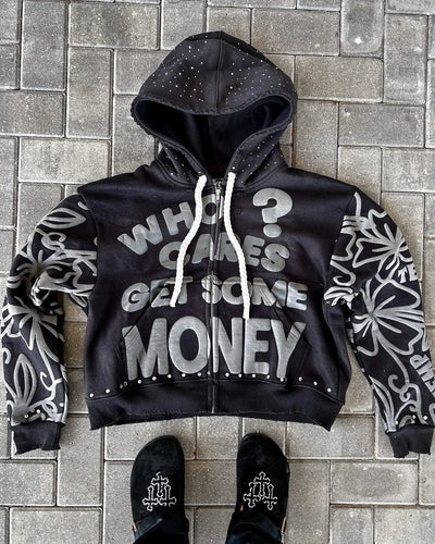 New Zipper Hooded sweatshirt  American Hip Hop Trend Fashion Alphabet Design Retro Hooded Long Sleeve Men Women Street Wear