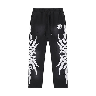 High Street Logo Embroidery Baggy Terry Sweatpants for Men and Women Joggers Loose Casual Sweat Pants Drawstring Trousers