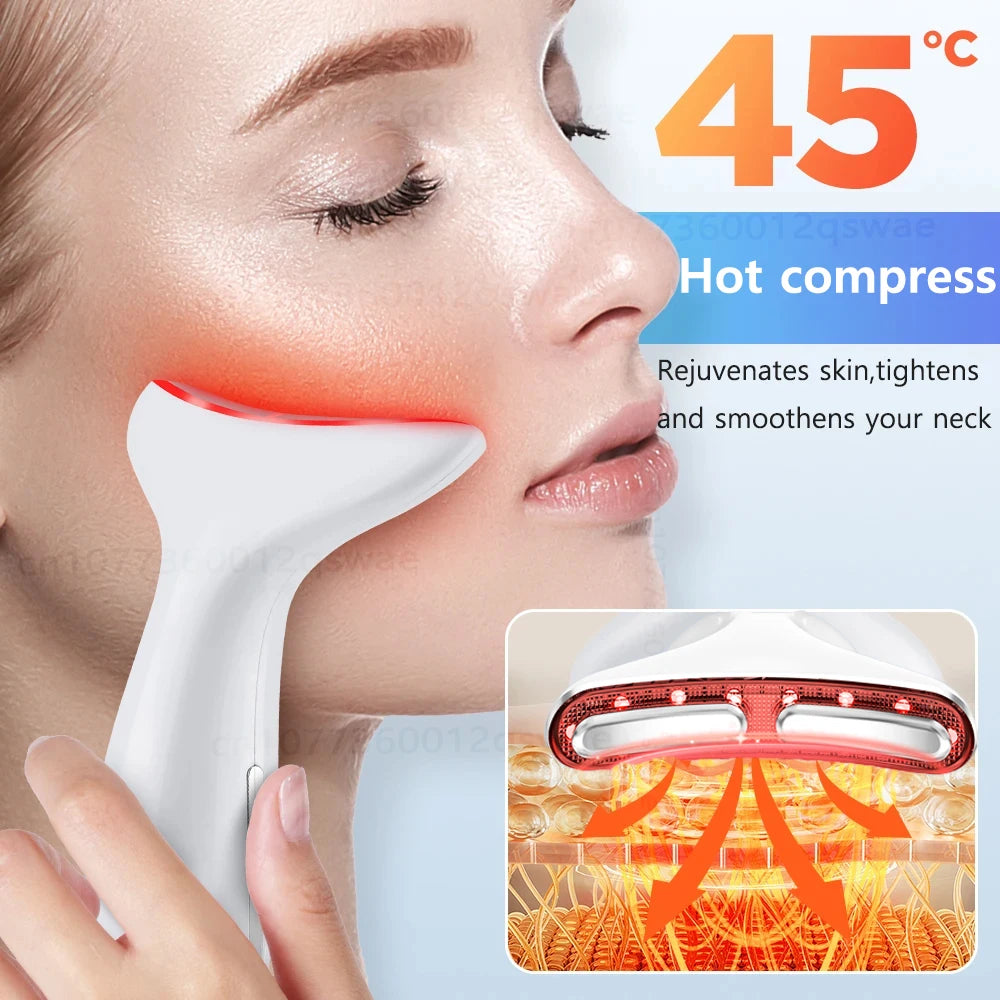 Neck Face Device Vibration Massage for Face and Neck Face Lifting Machine Microcurrents Red Light Therapy Anti Wrinkle