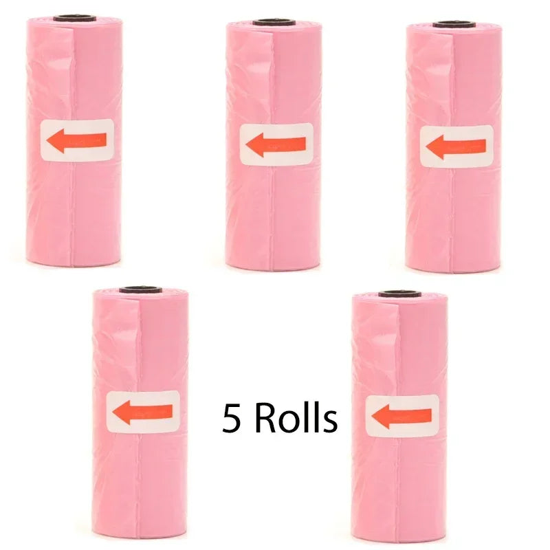 Disposable Pet Poop Bags Dog Poop Bag Bone Dispenser with Leash Clip Puppy Dog Products Supplies 5Roll(75Pcs) Bags