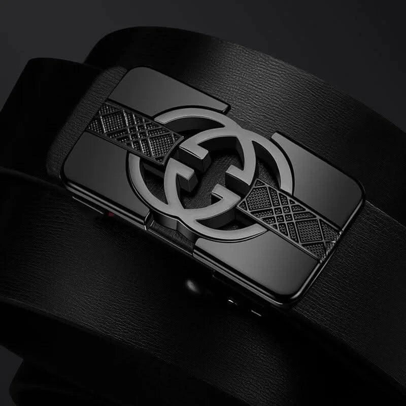 Men Genuine Luxury Leather Metal Automatic B Buckle Fashion Belt | Casual Belts for Male