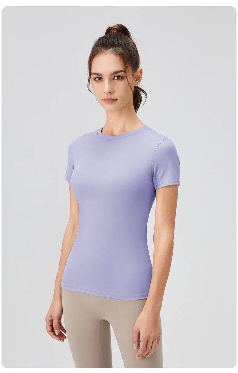 2024 Women Sports Shirt Tight Yoga top Quick Dry Gym Top Outdoor Short Sleeve Running Sportswear Women T-shirts - Elanique