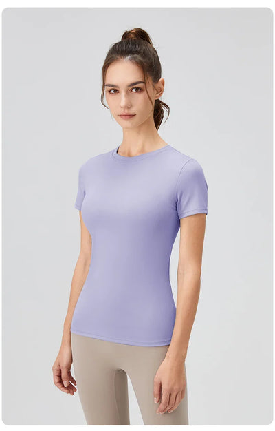 2024 Women Sports Shirt Tight Yoga top Quick Dry Gym Top Outdoor Short Sleeve Running Sportswear Women T-shirts - Elanique
