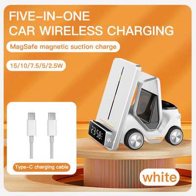 Wireless Charger Stand 5 In 1 Alarm Clock For IPhone 15 14 13 12 Pro Max 8 X XS XR iWatch 8 7 6 5 Airpods Fast Charging Station