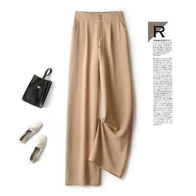 Suit Wide Leg Pants for Women in Summer with A High Waistline  2023 New Loose and Slim Straight Tube Casual Chiffon Pants