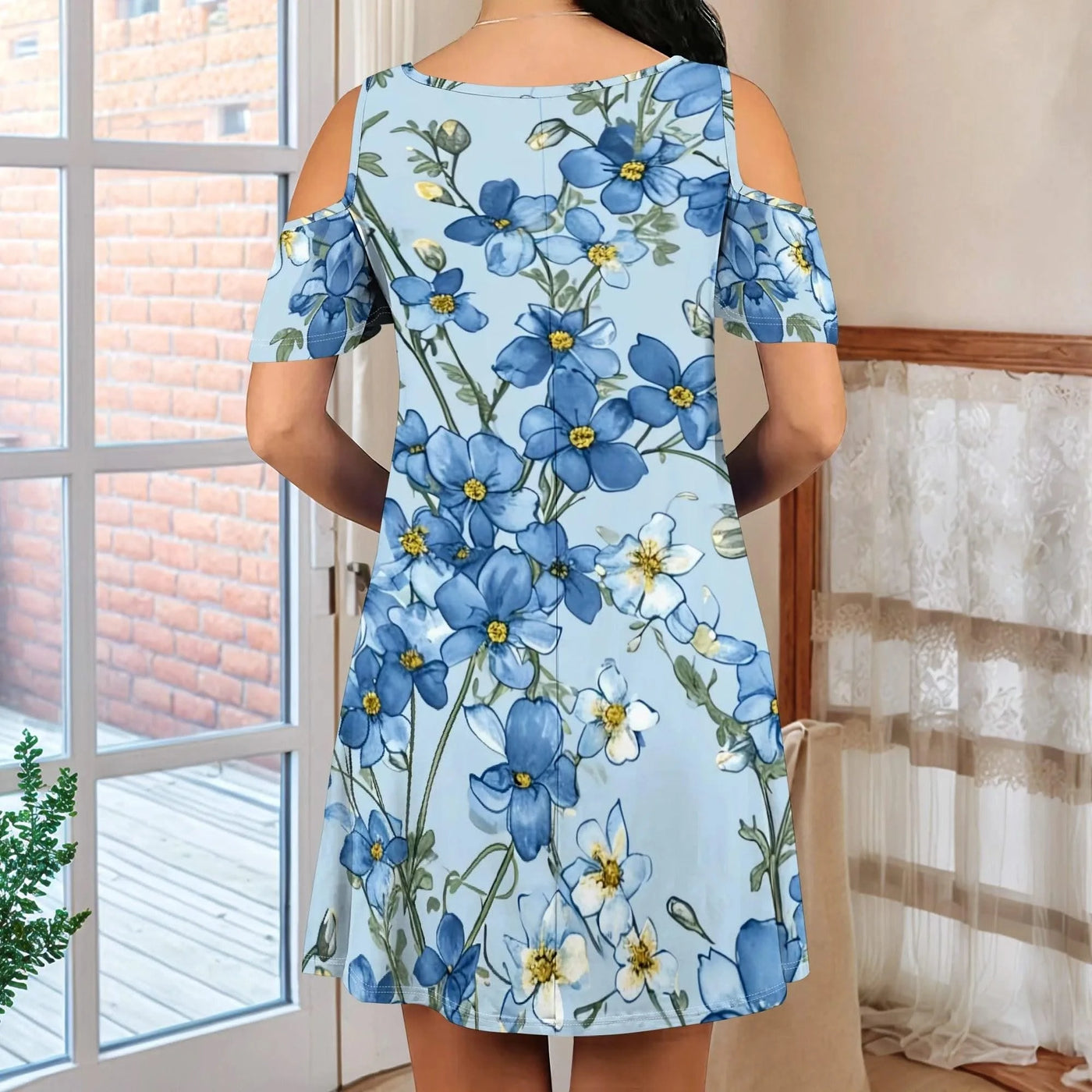Light Blue Casual Dress for Spring Picnic & Garden Party