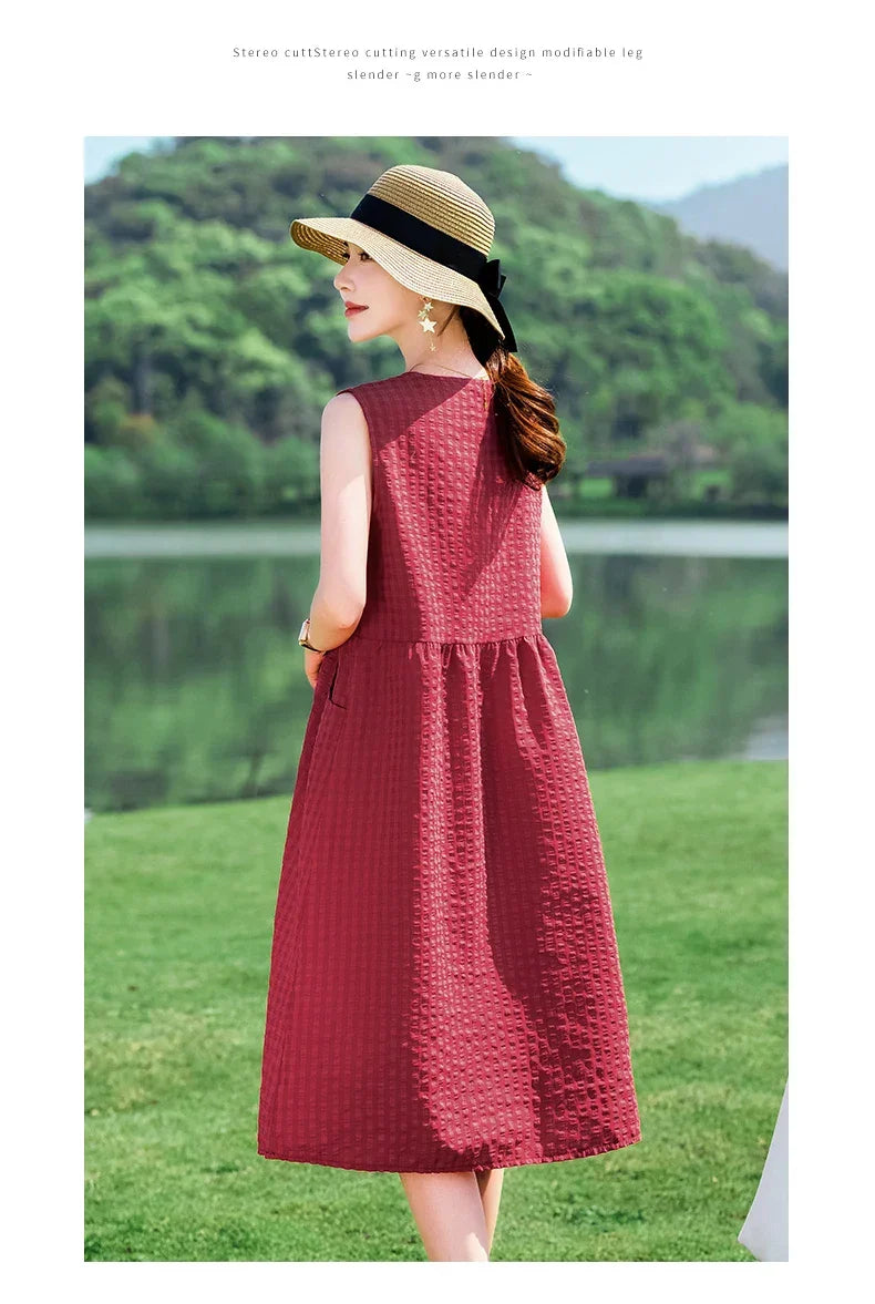 New Arrival Solid Summer dresses for Women Sleeveless plus size dresses vestido verano mujer