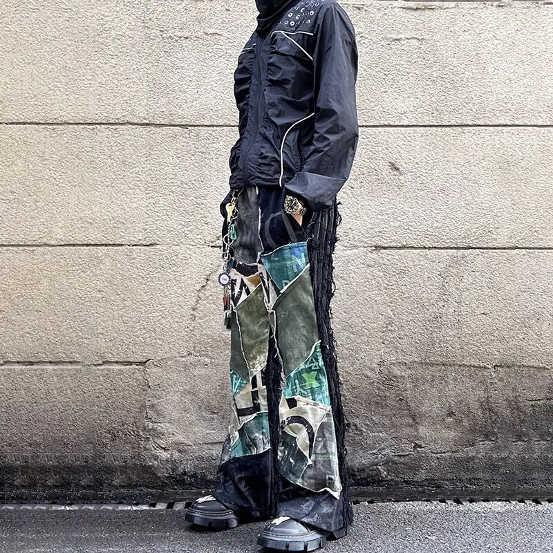LUZHEN 2025 New Personalized Patchwork Design Straight Casual Pants Men's High Street Fashion Original Handsome Trousers JY3605