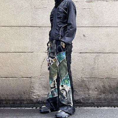 LUZHEN 2025 New Personalized Patchwork Design Straight Casual Pants Men's High Street Fashion Original Handsome Trousers JY3605