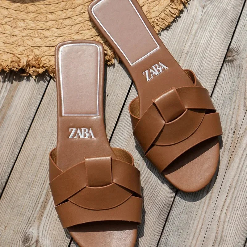 Designer Woman Flat New Slippers Woven with Comfortable Women's Shoes Casual Bottom Slippers Women's Shoes Summer