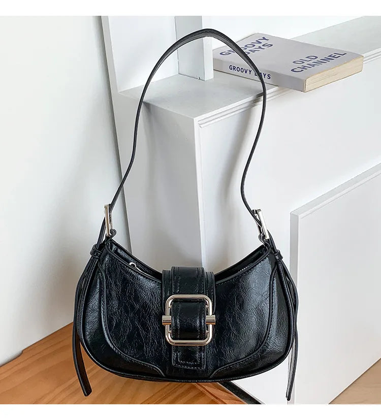 Fashion Handbags For Women Half-moon Leather Hasp lady Shoulder Crossbody Bag Luxury Designer Ladies Underarm Bags Hobo coffee