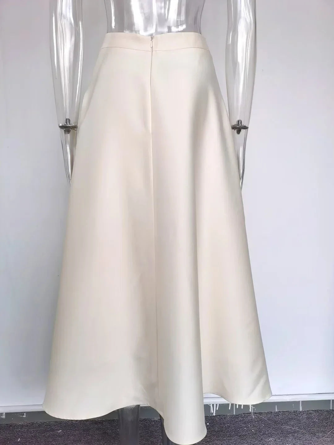 Vintage Elegant Style Lady Solid A-line High Waist Office Casual Wear Women Midi Skirt