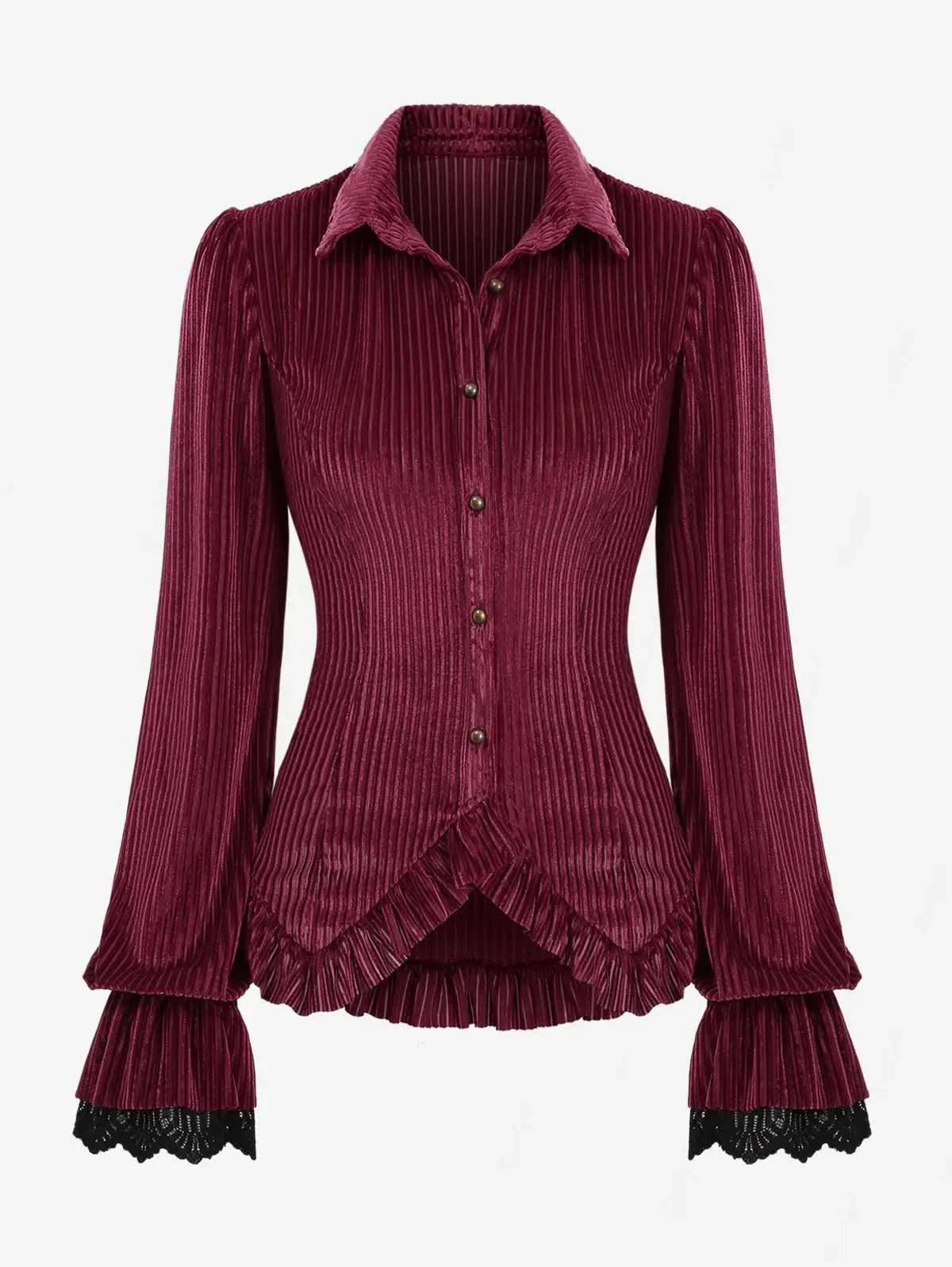 Gothic Blouse Ruffles Long Sleeves Punk Tops Women Autumn Streetwear Shirts