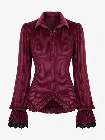 Gothic Blouse Ruffles Long Sleeves Punk Tops Women Autumn Streetwear Shirts