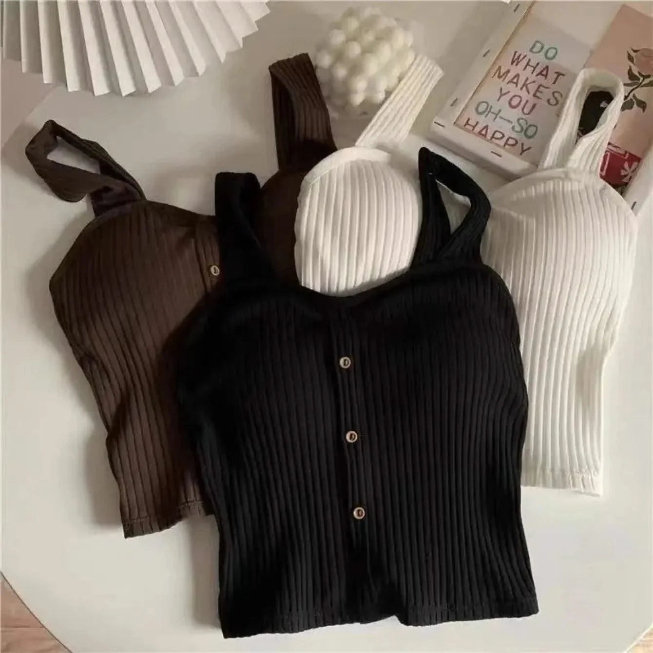 Women's Y2K Cropped Tops with Bra Pads