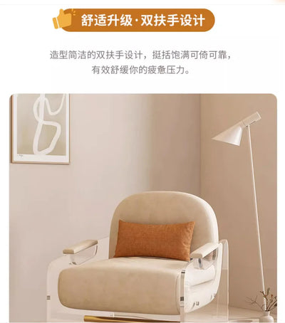 Cream Wind Folding Sofa Bed Single Living Room Small Apartment Dual-purpose Fabric Suspension Sofa Study Folding Bed