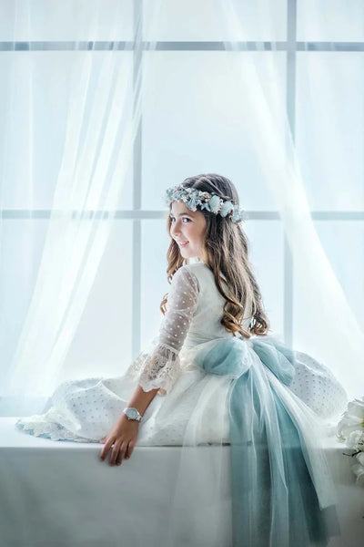 Flower Girl Dresses For Wedding Floral Appliques Long Princess First Communion Gowns With Feathers Customized