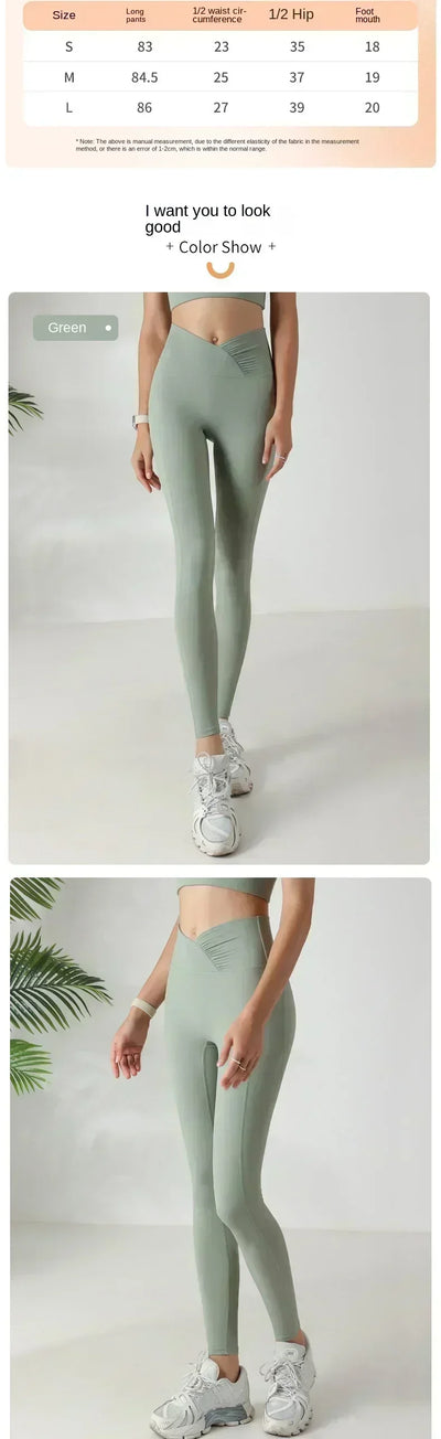 Yoga pants women's fitness running sports 2024 new spring and fall belly lifting hip tight bottoming pants nude stretch