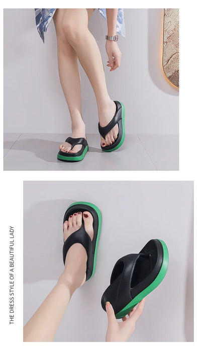 Platform Flip Flops for Women, Outdoor Beach Sandals 2025 Popular Design Non-slip Slippers Comfortable, Soft And Thick Sole