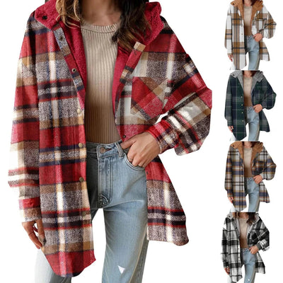 Women Chic Jackets Autumn Winter Lapel Patchwork Coats Casual Office Jacket