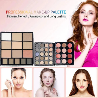 Makeup Set Box Eyeshadow Lip Blush Nail Polish Eyebrow Pencil Multi-functional Palette