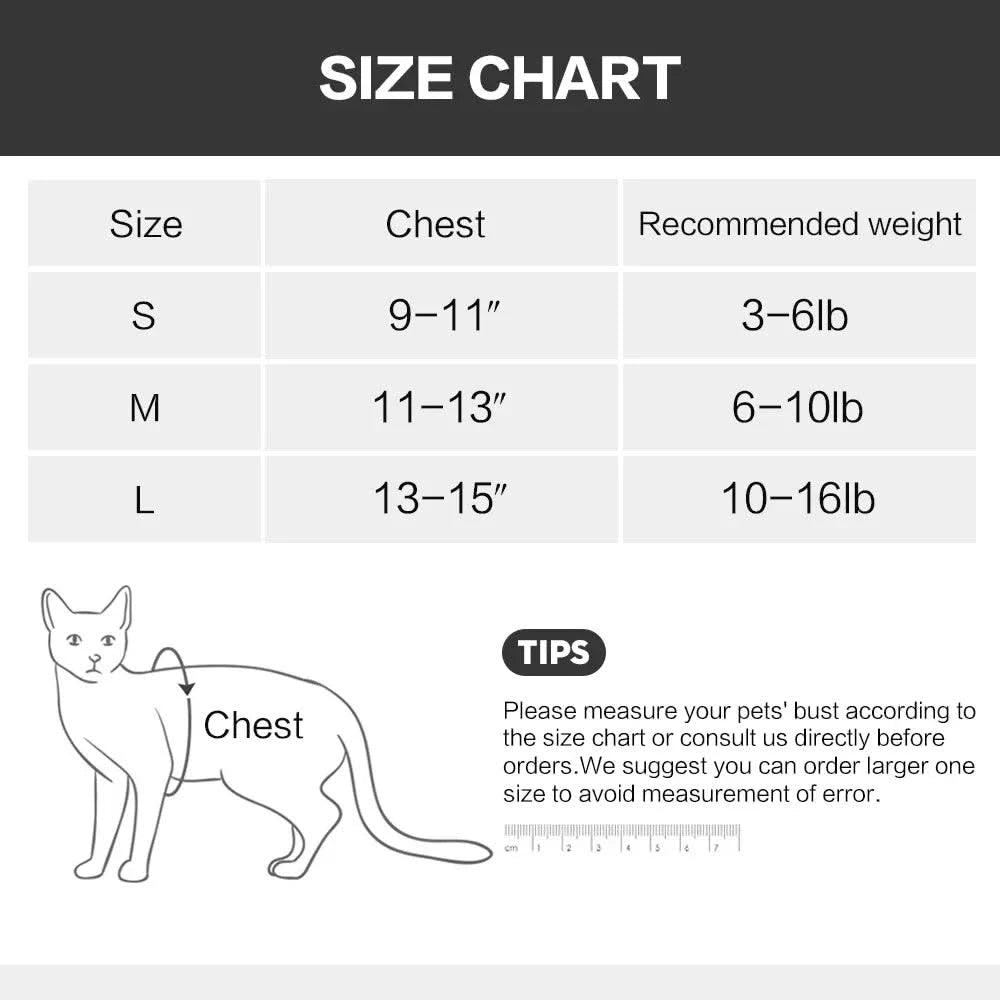 Pet Cat Weaning Cotton Clothes Surgical Post Surgery Onesie Clothes Licking Protective Cat Recovery Suit for Male and Female