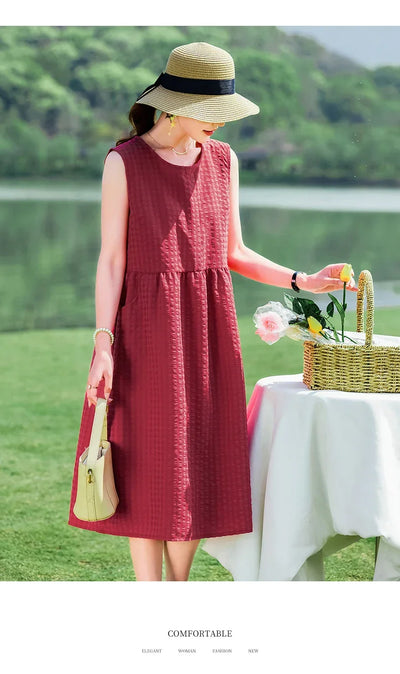 New Arrival Solid Summer dresses for Women Sleeveless plus size dresses vestido verano mujer