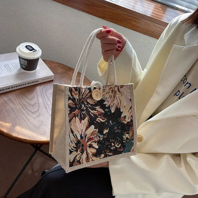 Women Ins Style Portable Hand Bag Linen Bag Students Handbags Fashion Ladies Top-handle Bags Designer Luxury Сумка Женская Bolsa