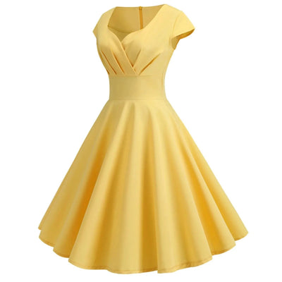 Pink Summer Elegant Party Midi Dress Women V Neck Vintage Robe Elegant Vintage Rockabilly Pin Up Party Office Midi Dresses