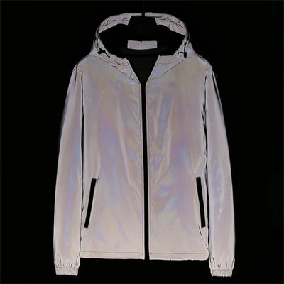 Men Summer Outdoor Reflective Jackets Thin Lightweight Loose Large-Sized Sun-Protective Clothing Waterproof Windbreaker Jackets