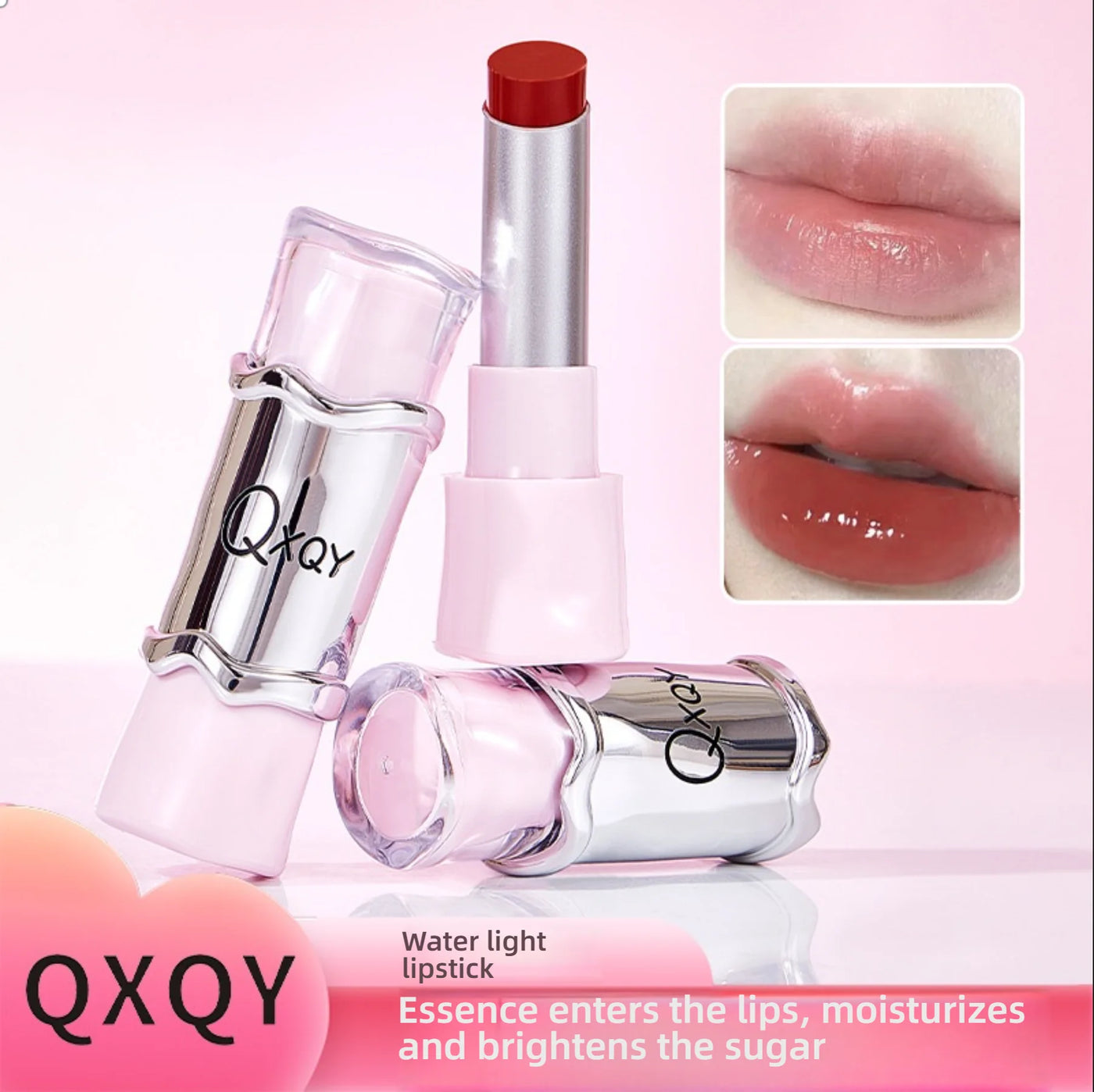 QXQY GLOSSY JELLY LIPSTICK - Mirror Shine, Moisturizing & Long Lasting, Nude Lip Gloss for Plump Brightening Lips (No Makeup Loo