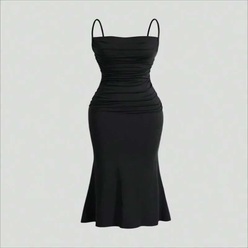 Women's Dress 2025 Spring Summer Elegant Party Fitting Slim Spaghetti Strap Mermaid Hem Maxi Fashion Lady Party Dresses Vestidos