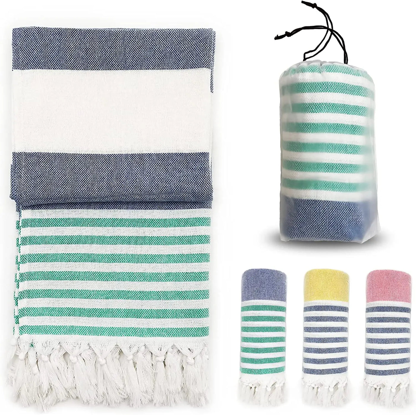 Turkish Beach Towels 39*7" Oversized  Quick Dry Sand Free  Bath  Pool Gym and Bathroom