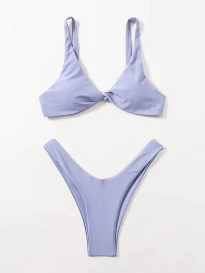 OIINAA Bathing Suit Women Solid Sexy Swimsuit Bow Tie Drawstring Lace Up Summer Bikini Set Two-pieces Beachwear Thong Biquinis