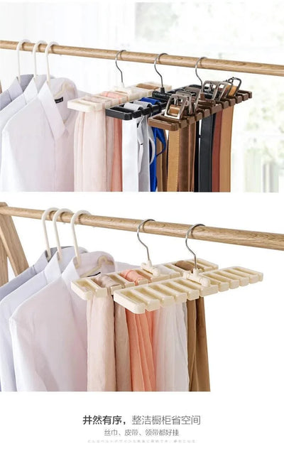Tie Belt Hanger Wardrobe Closet Belts Scarf Hanging Organizer Rotating 10 Card Slots Storage Holder Rack Hook Bedroom Home Items