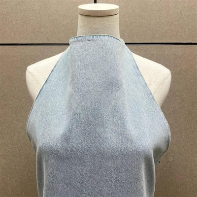 Womens dresses 2025 Summer New 3D Flower Mini Dress pure cotton sleeveless short dresses Sexy backless party dresses Denim dress