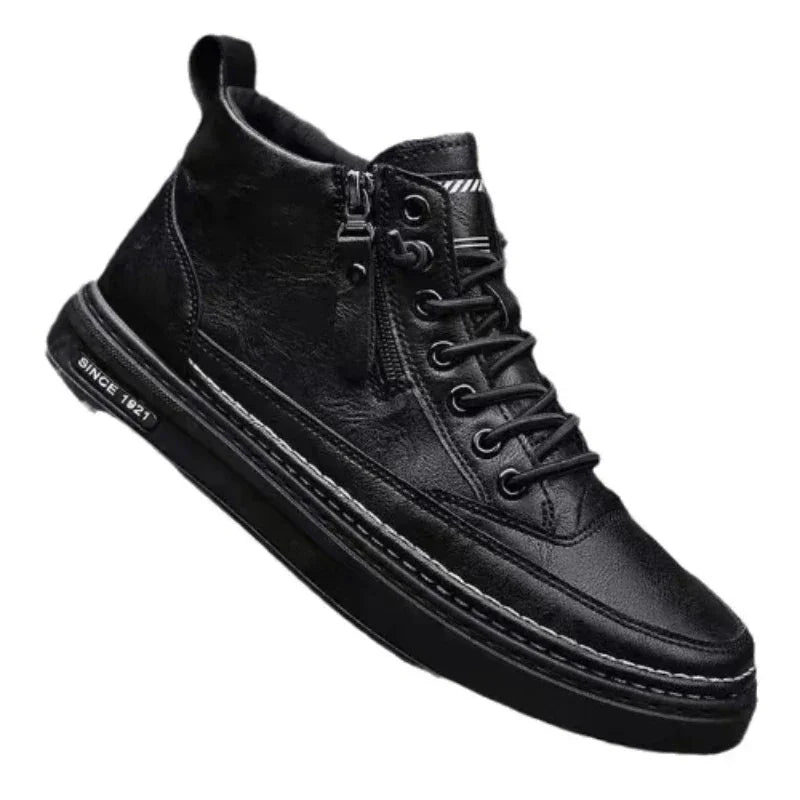 Handmade Leather Casual Shoes for Men Design Sneakers Man Comfortable High Top Boots Men's Loafers Platform Moccasins Driving
