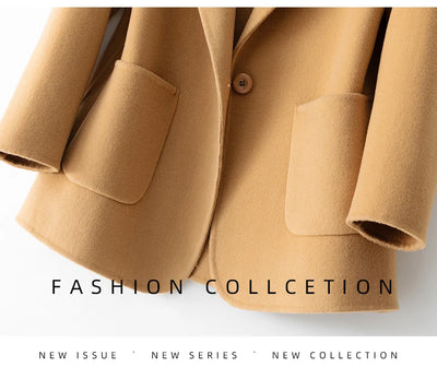 2023 New Women's Coat Pure Wool Plaids and Tweedst Fashion Camel Women's Coat Elegant Trench Coat