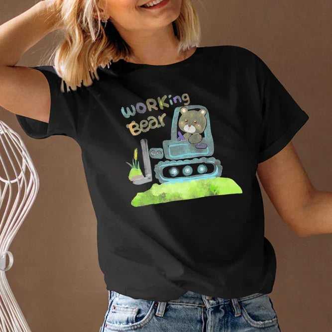 Women's T-Shirt  Short Sleeve Round Neck Summer Graphic Tee  Trendy 2025 Beer Truck Print  Fast Ship