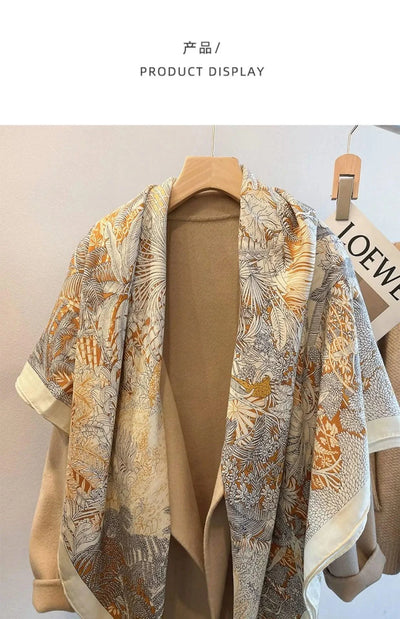 women's autumn and winter silk and wool dual purpose high-end scarves  large