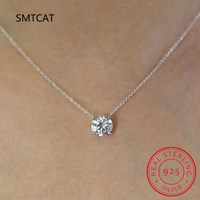 1CT 2CT 3CT Moissanite Pendant Necklace For Women Original 925 Silver Chains Solitaire Drop Necklaces Bridal Fine Jewelry
