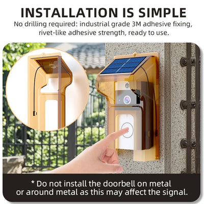 Outdoor Wireless Doorbell with Solar Cover Camera Wifi Digital Door Peepholes Waterproof Smart Home Intercom Video Eye Ring Bell